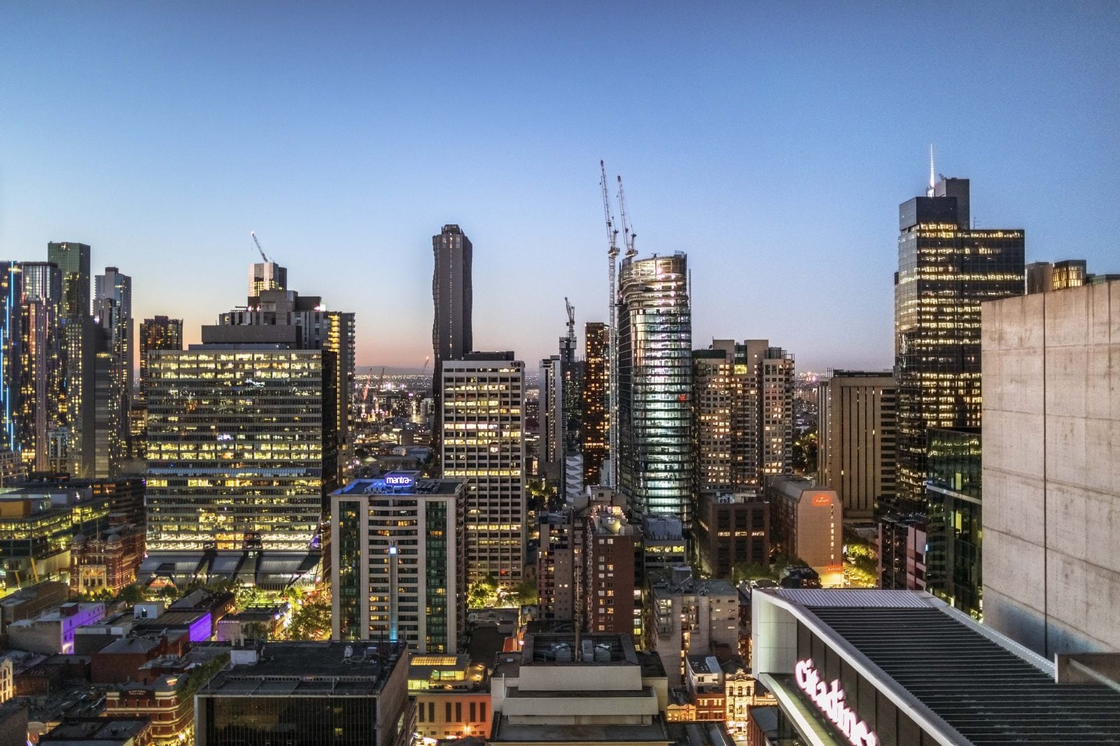 North view from level 27 at dusk 