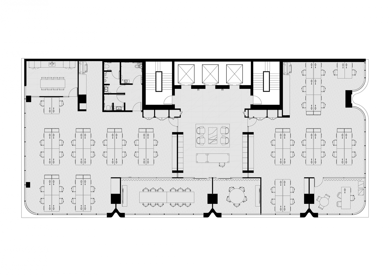 Podium floorplan, single tenancy, 1:10 population density ratio