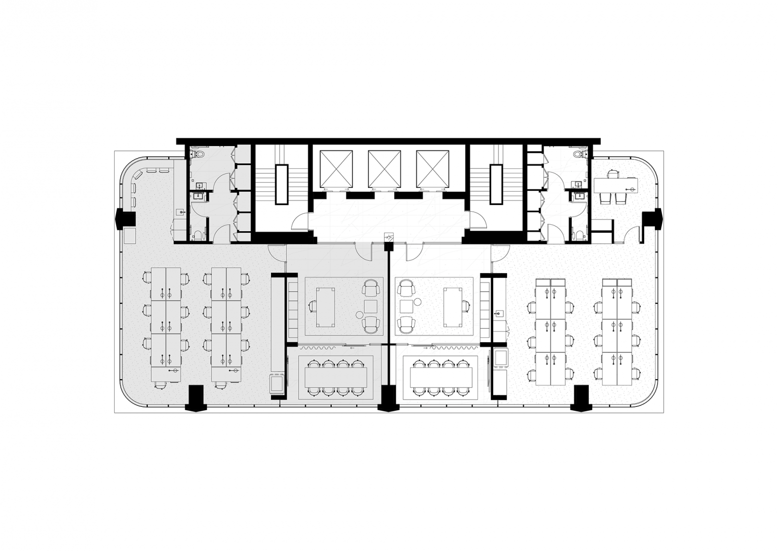 Tower floorplan, dual tenancies, 1:10 population density ratio